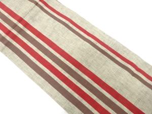 アンティーク　綿紬　縞模様織り出し全通袋帯（材料）